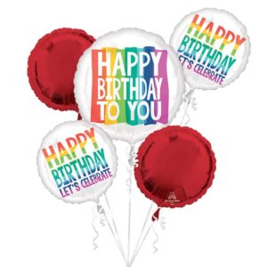 Bouquet Rainbow wish Happy Birthday Foil Balloon