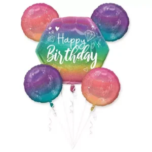 Bouquet Sparkle Happy Birthday Foil Balloon