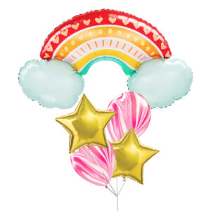 Bouquet retro rainbow happy birthday balloon