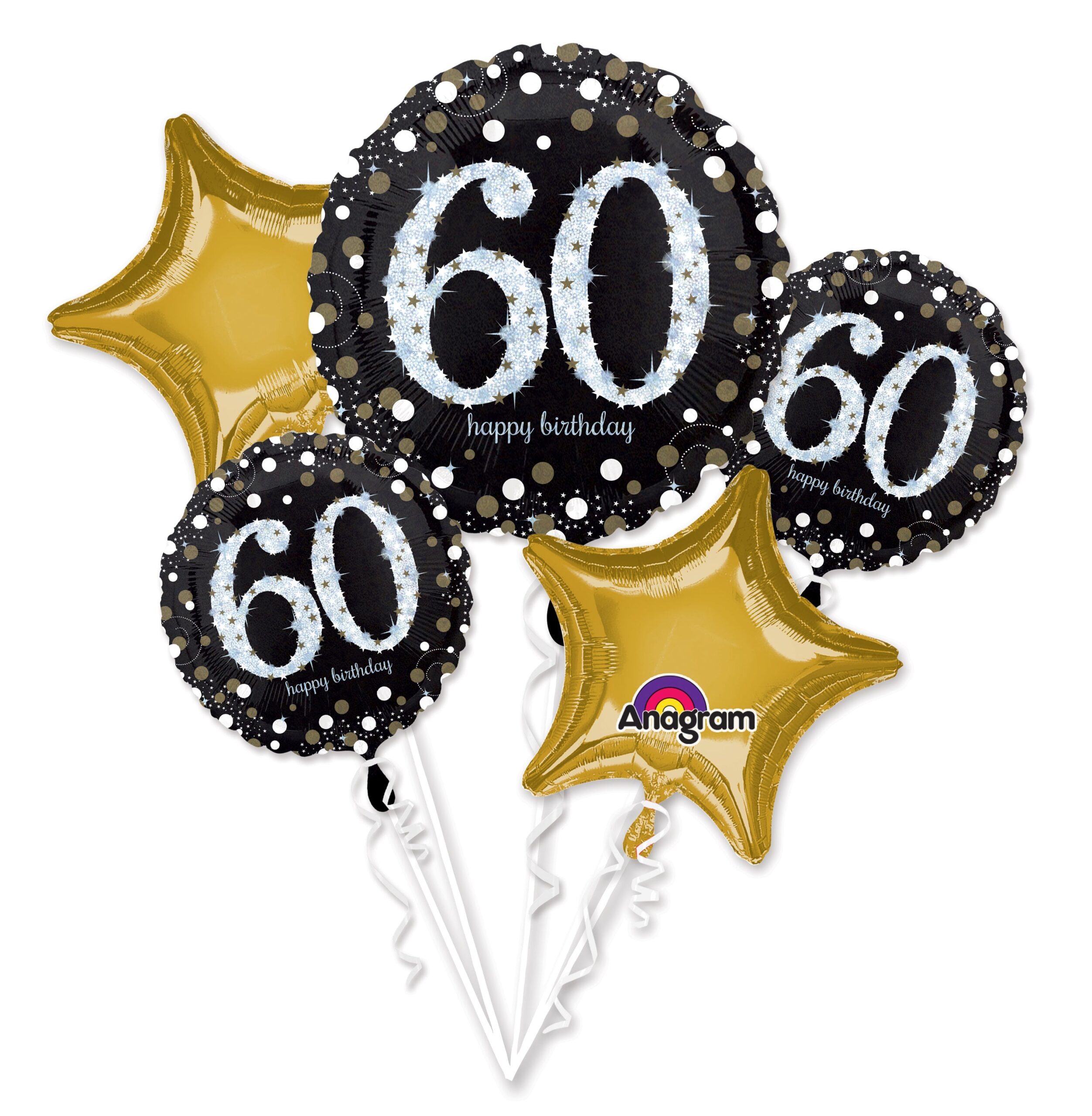 Bouquet Sparkling Birthday 60 Balloon Packaged