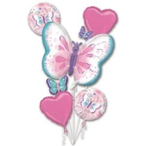 Bouquet Flutters Happy Birthday Foil Balloon